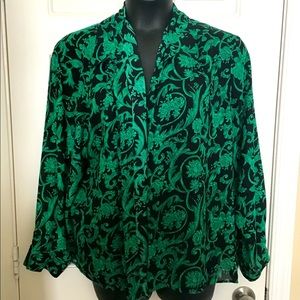 BLK/GREEN BUTTON UP SHIRT